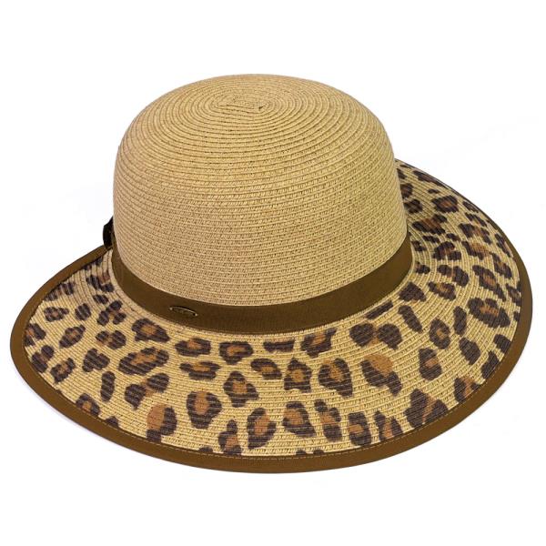 CC STRAW LEOPARD BRIM SUN HAT