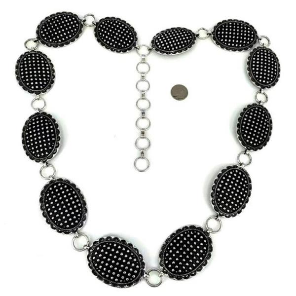 POLKA DOT OVAL CONCHO LINK WESTERN CHAIN BELT - LXL SIZE