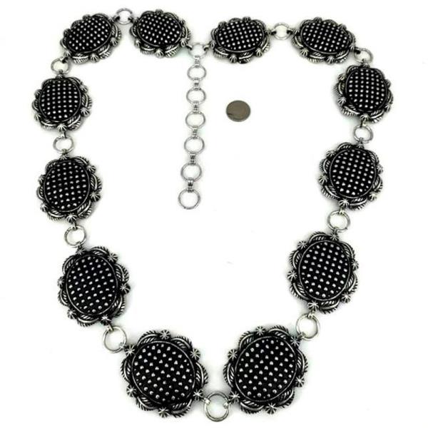 POLKA DOT OVAL CONCHO LINK WESTERN CHAIN BELT - LXL SIZE