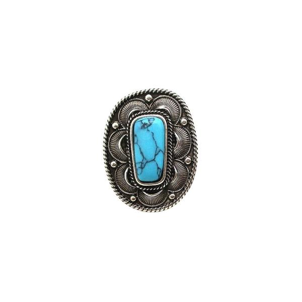 WESTERN OVAL TURQUOISE STONE CHUNKY RING