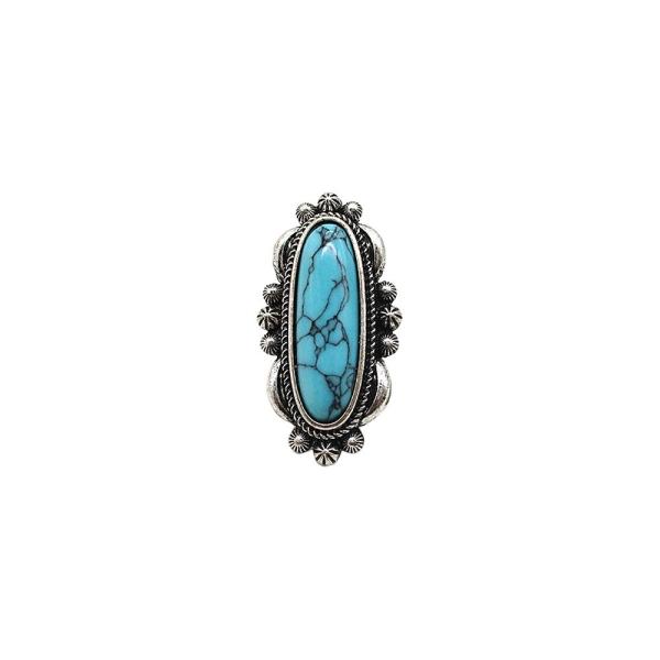 WESTERN OVAL TURQUOISE STONE CHUNKY RING