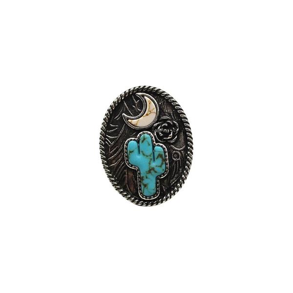 WESTERN CACTUS MOON TURQUOISE STONE CHUNKY RING