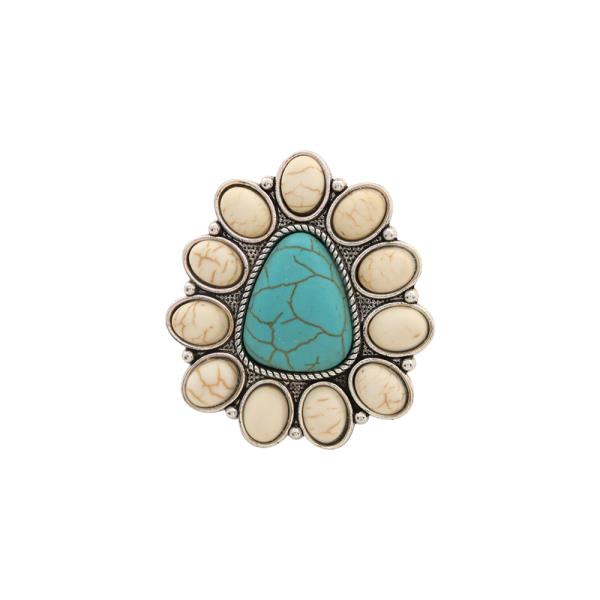 MARBLING STONE WESTERN STYLE WIDE RING
