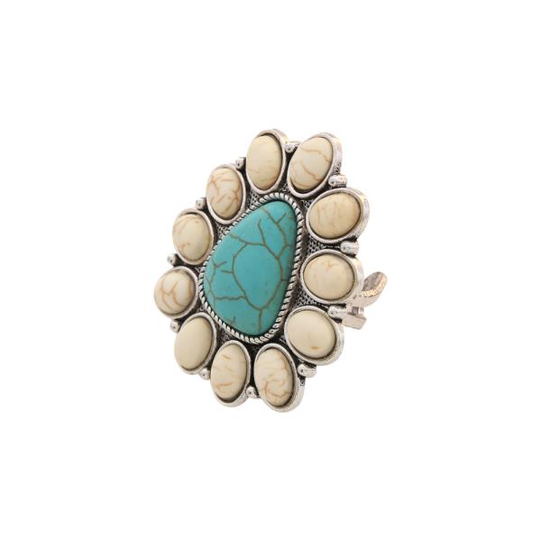 MARBLING STONE WESTERN STYLE WIDE RING