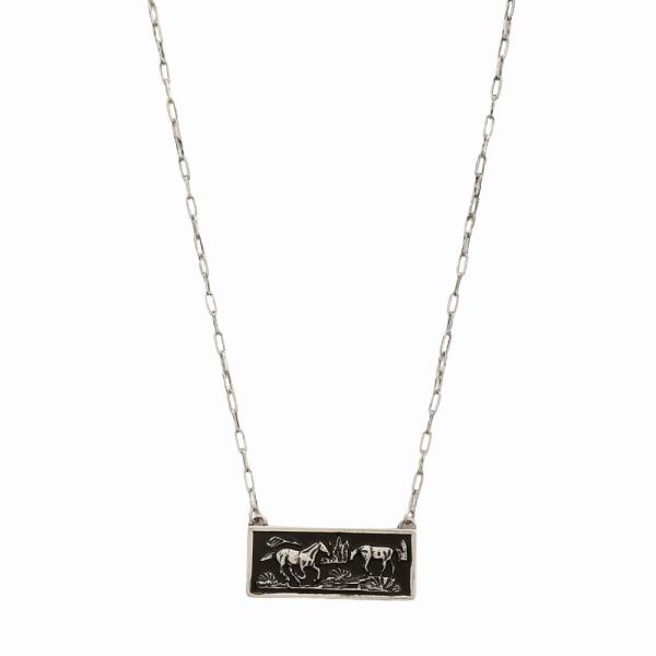 WESTERN HORSE BAR PENDANT NECKLACE