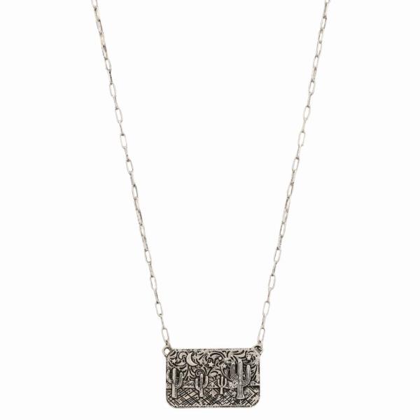 WESTERN NIGHT CACTUS PENDANT NECKLACE