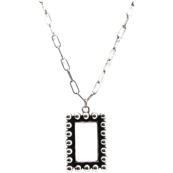 WESTERN RECTANGLE BEADED PENDANT NECKLACE