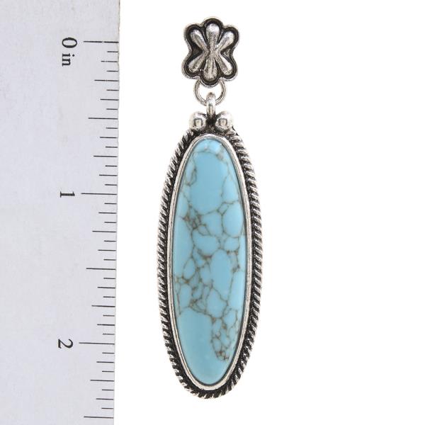 WESTERN OVAL TQ STONE DANGLE EARRING