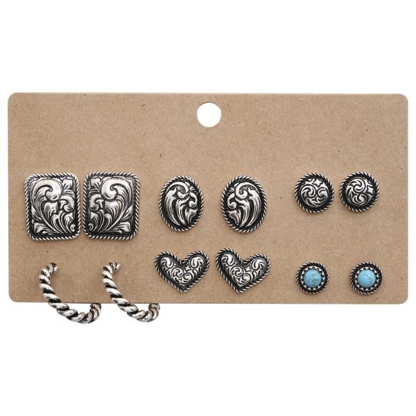WESTERN MULTI STUD EARRING SET
