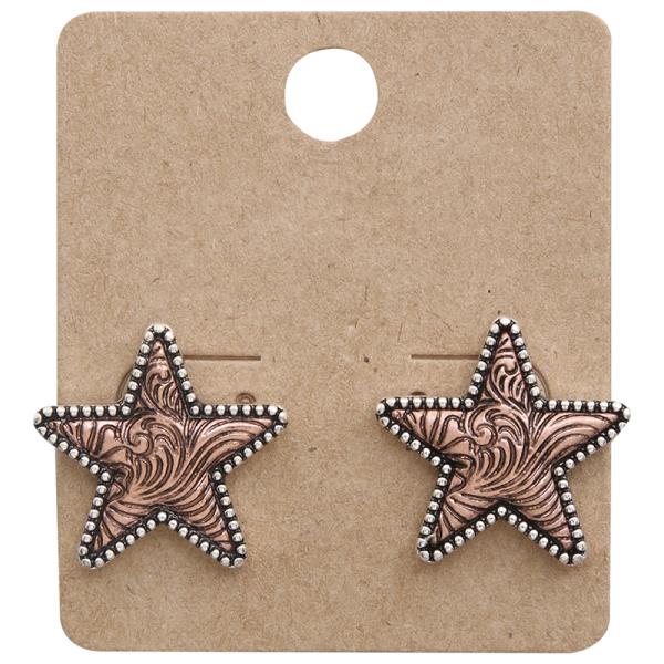 WESTERN TWO TONE STAR STUD EARRING