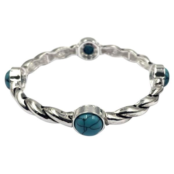 WESTERN TWISTED METAL TURQUOISE ACCENT BANGLE BRACELET