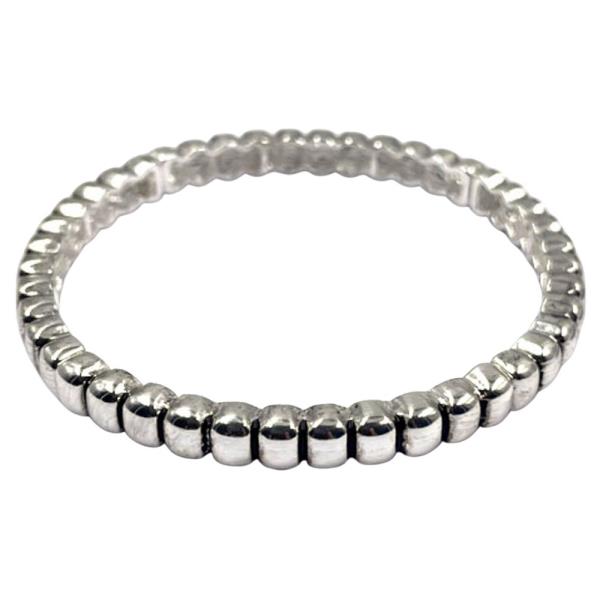 TEXTURED METAL BEADED HINGED BANGLE BRACELET