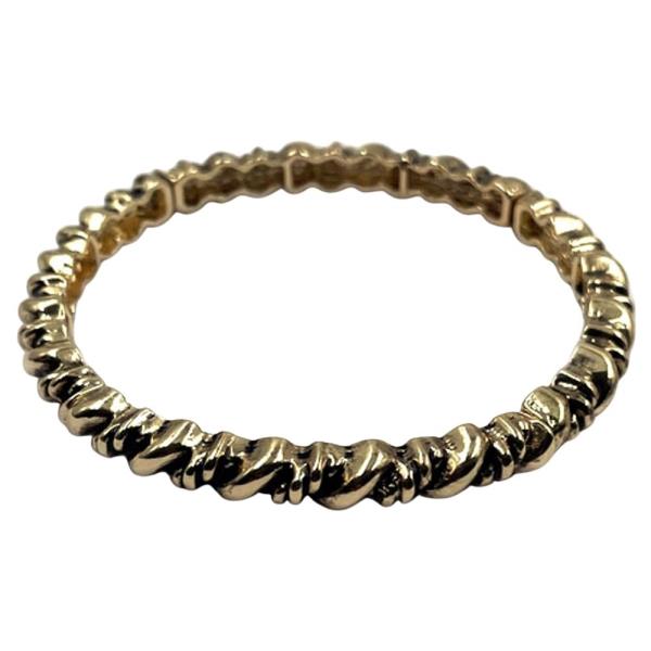TEXTURED METAL TWISTED HINGED BANGLE BRACELET