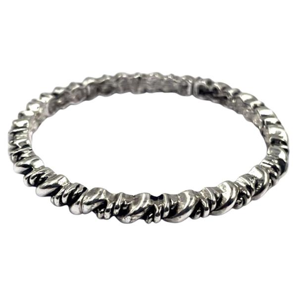 TEXTURED METAL TWISTED HINGED BANGLE BRACELET