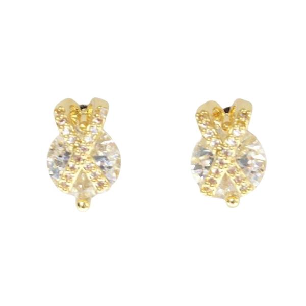 CZ 18K GOLD FILLED X POST EARRING