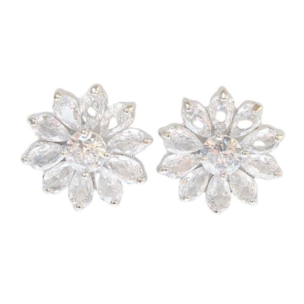CZ 18K GOLD FILLED FLOWER POST EARRING