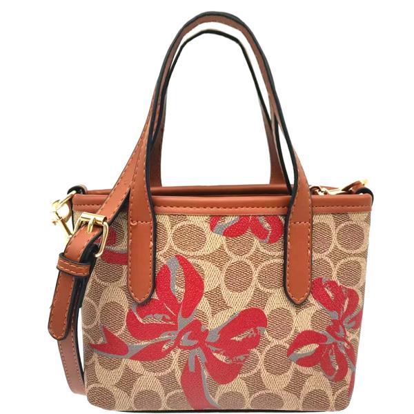 STYLISH OVAL PRINTED DESIGN HANDLE TOTE BAG