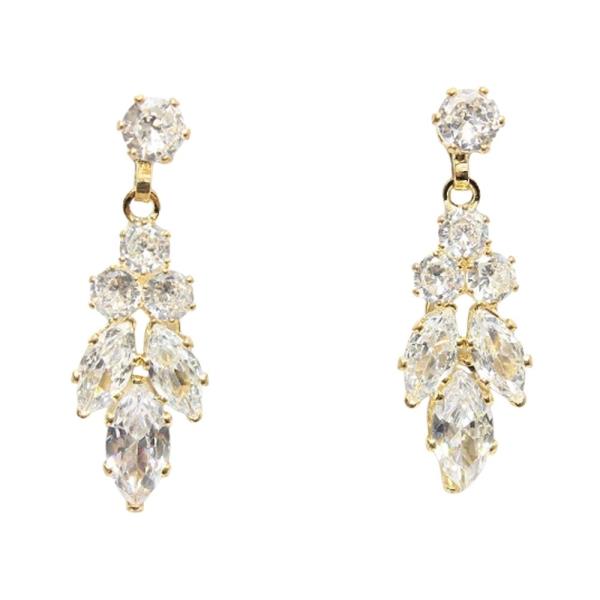 BRIDAL CZ STONE FLOWER DANGLE EARRING