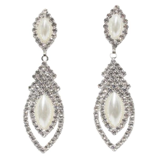 RHINESTONE PEARL DANGLE EARRING