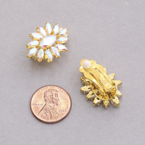 FLOWER RHINESTONE CLIP EARRING