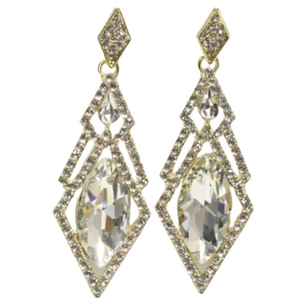 RHINESTONE DIAMOND TEARDROP DANGLE EARRING