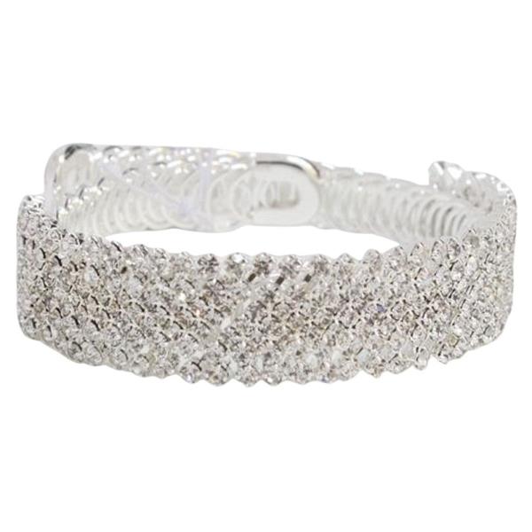 RHINESTONE PAVE WIRE BANGLE BRACELET