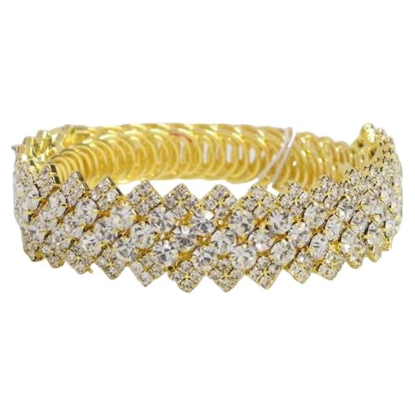 RHINESTONE PAVE WIRE BANGLE BRACELET