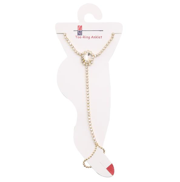 OVAL RHINESTONE TOE RING ANKLET