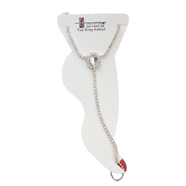 OVAL RHINESTONE TOE RING ANKLET