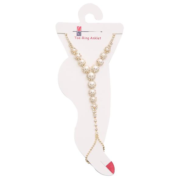 PEARL BEAD METAL RHINESTONE TOR RING ANKLET