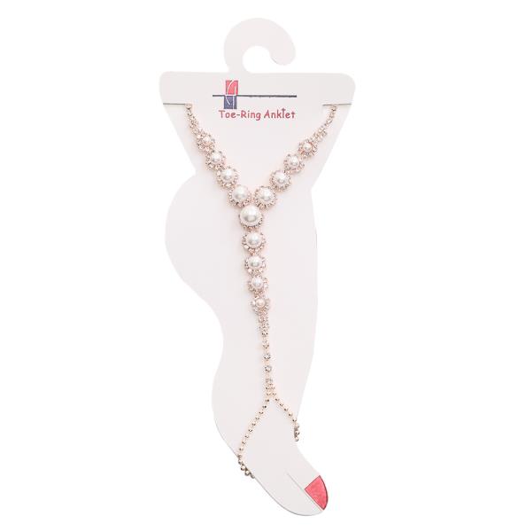 PEARL BEAD METAL RHINESTONE TOR RING ANKLET