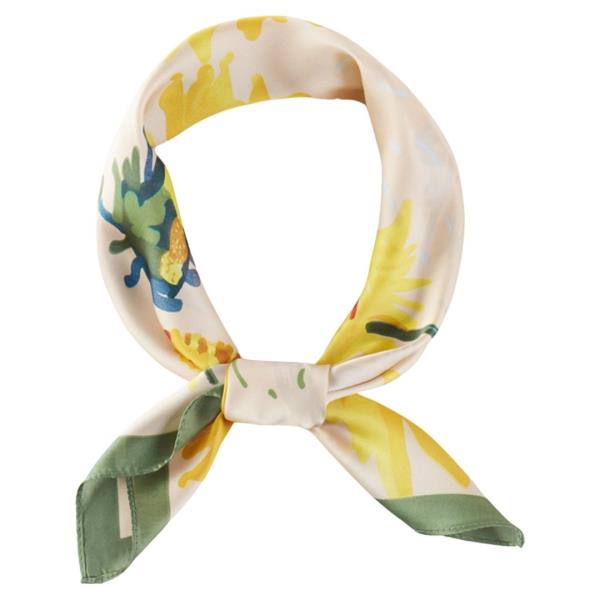 SUNFLOWER GREEN EDGE FLORAL PATTERN BANDANA NECK SCARF