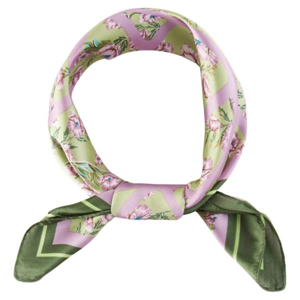 GREEN EDGE FLORAL PATTERN BANDANA NECK SCARF