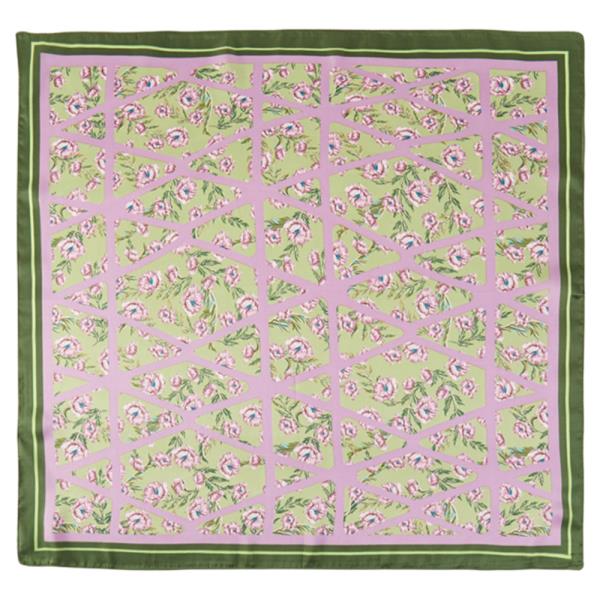 GREEN EDGE FLORAL PATTERN BANDANA NECK SCARF