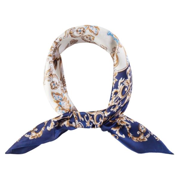 FLORAL PATTERN BANDANA SQUARE SILKY NECK SCARF