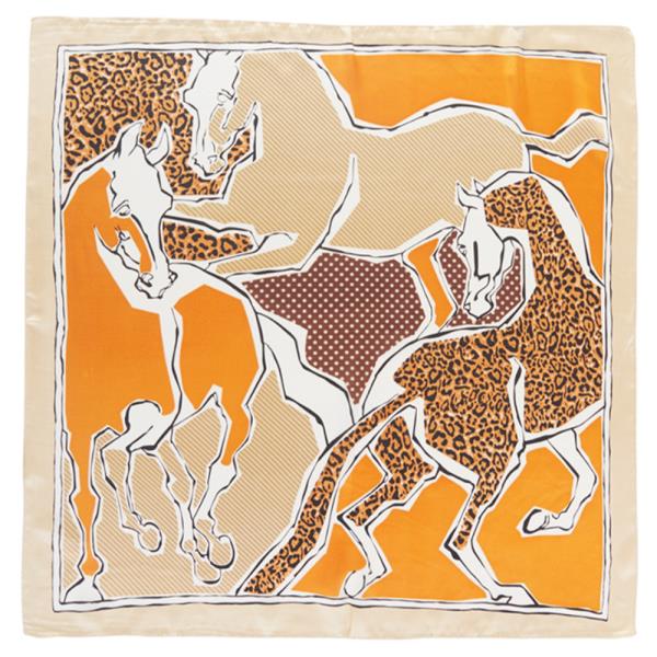 HORSE LEOPARD PATTERN BANDANA SQUARE SILKY NECK SCARF