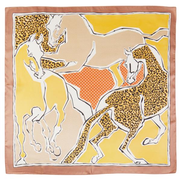 HORSE LEOPARD PATTERN BANDANA SQUARE SILKY NECK SCARF