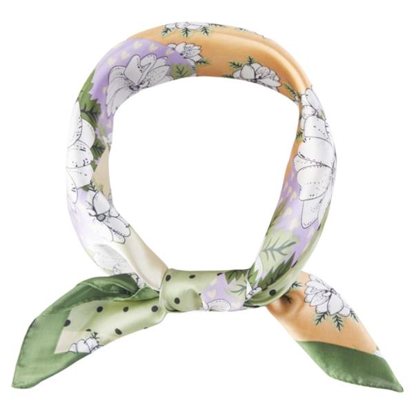 FLORAL PATTERN BANDANA SQUARE SILKY NECK SCARF