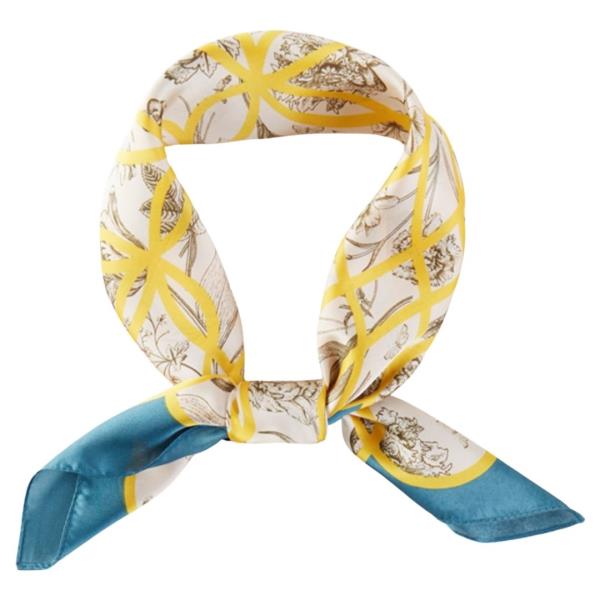 FLORAL PATTERN BANDANA SQUARE SILKY NECK SCARF