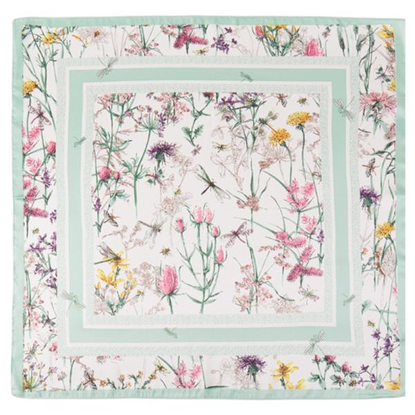 FLORAL PATTERN BANDANA SQUARE SILKY NECK SCARF