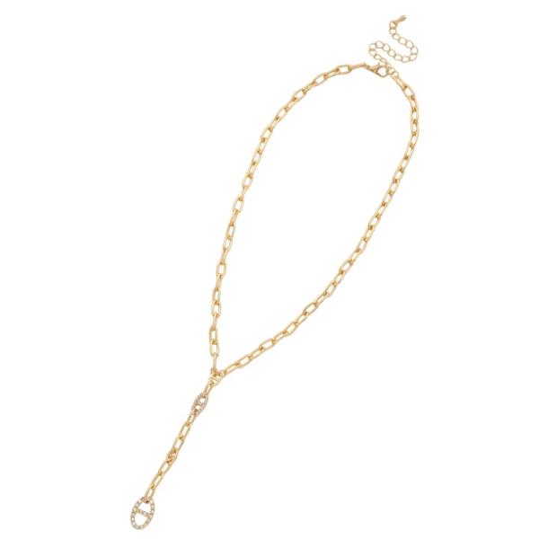 METAL RHINESTONE MIX CHAIN Y NECKLACE