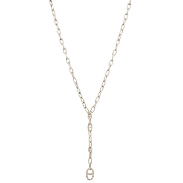 METAL RHINESTONE MIX CHAIN Y NECKLACE