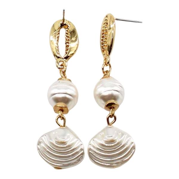 SEA LIFE PEARL SHELL DROP EARRING