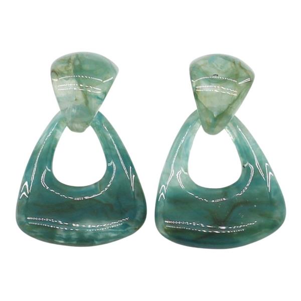 MARBLING RESIN TRIANGLE DANGLE EARRING