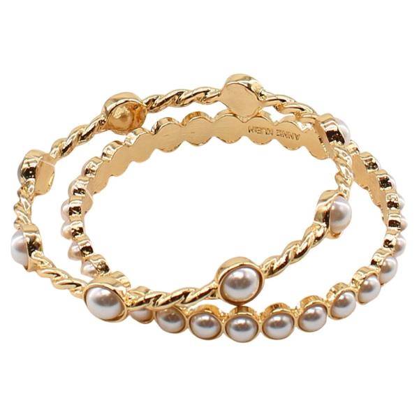 PEARL METAL BANGLE BRACELET 2 PC SET