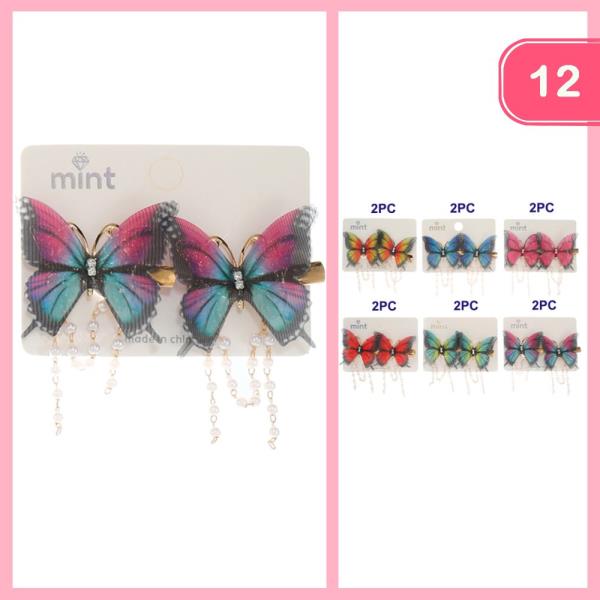 BUTTERFLY PEARL HAIR PIN (12 UNITS)
