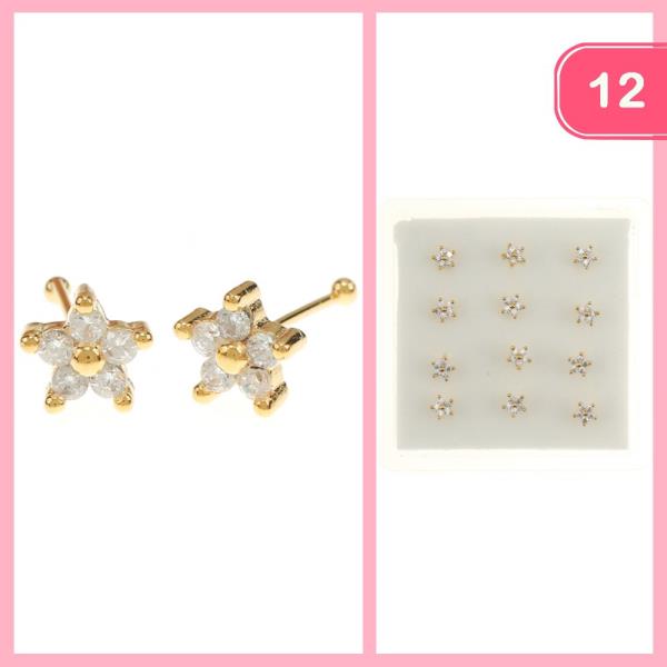 RHINESTONE FLOWER POST EARRING (12 UNITS)