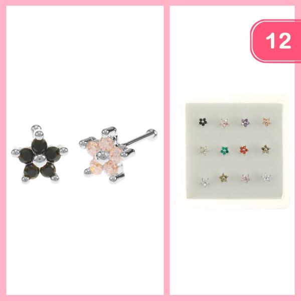 RHINESTONE FLOWER POST EARRING (12 UNITS)
