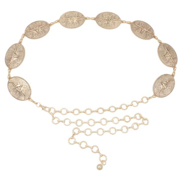 FLORAL LONGHORN CONCHO WESTERN CHAIN BELT