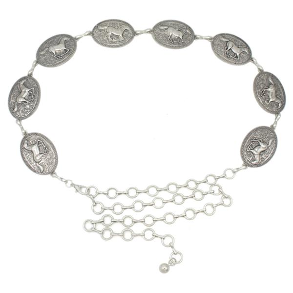 RUNNING HORSE CONCHO WESTERN CHAIN BELT